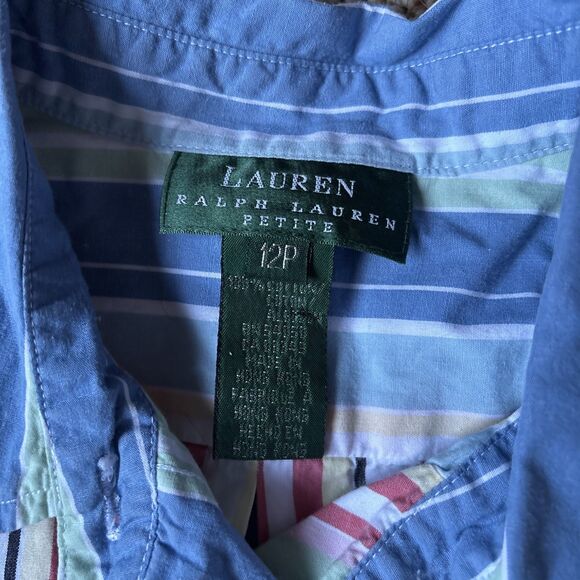 Lauren Raul’s Lauren Women’s Button Up 12P Multi Stripe - Picture 2 of 5